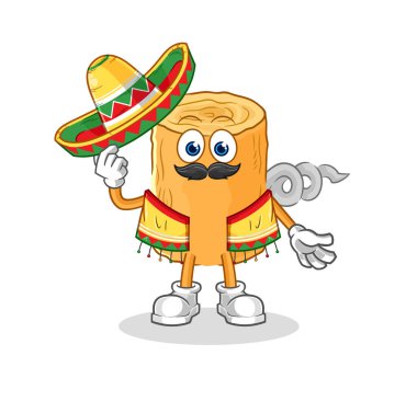 the wooden corkscrew Mexican culture and flag. cartoon mascot vecto