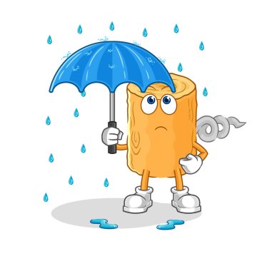 the wooden corkscrew holding an umbrella illustration. character vecto