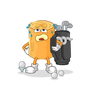 the wooden corkscrew with golf equipment. cartoon mascot vecto