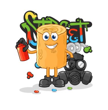 the wooden corkscrew graffiti artist vector. cartoon characte