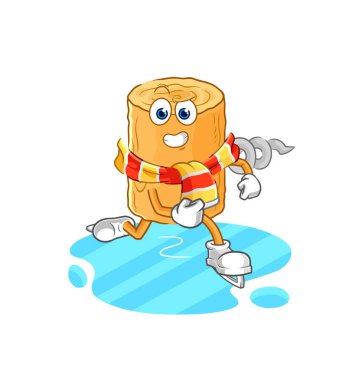the wooden corkscrew ice skiing cartoon. character mascot vecto