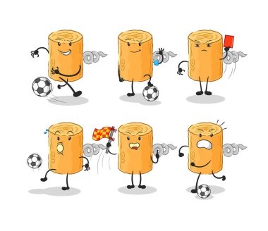 the wooden corkscrew football group character. cartoon mascot vecto