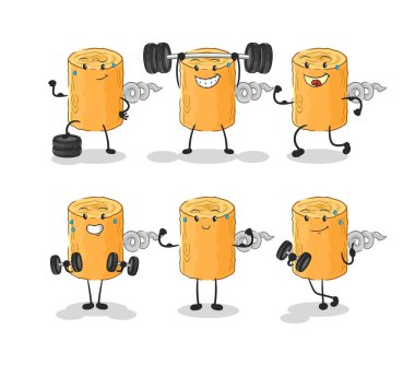 the wooden corkscrew exercise set character. cartoon mascot vecto