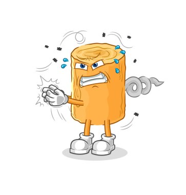 the wooden corkscrew swat fly character. cartoon mascot vecto