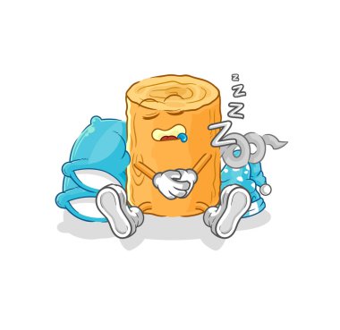 the wooden corkscrew sleeping character. cartoon mascot vecto