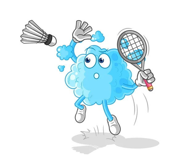 Foam Smash Badminton Cartoon Cartoon Mascot Vecto — Stock Vector