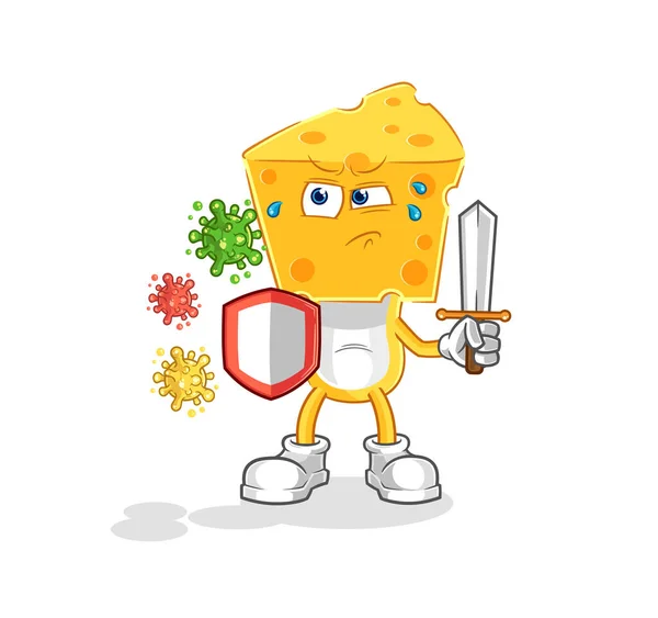 Cheese Head Viruses Cartoon Cartoon Mascot Vecto — Stock Vector