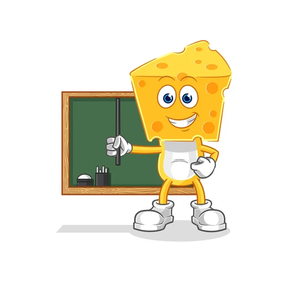 Cheese Head Teacher Vector Cartoon Characte — Stock Vector