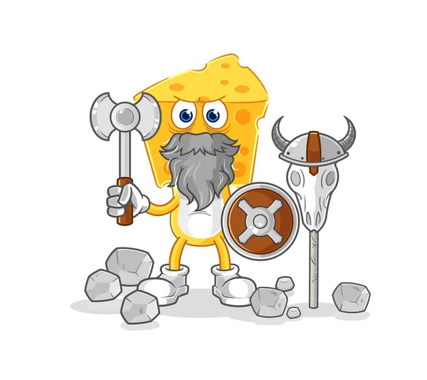 Cheese Head Viking Illustration Character Vecto — Stock Vector