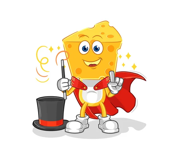 Cheese Head Magician Illustration Character Vecto — Stock Vector