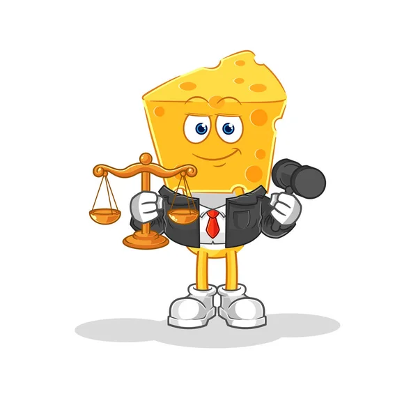 Cheese Head Lawyer Cartoon Cartoon Mascot Vecto — Vector de stock