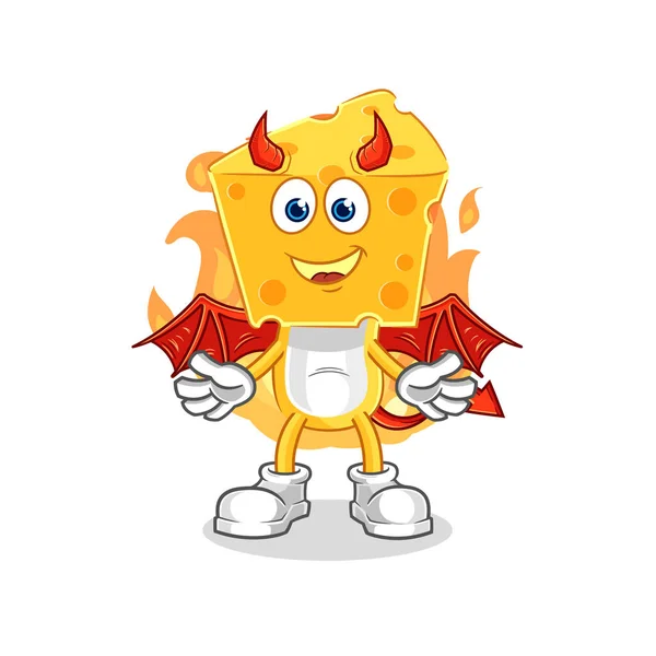 Cheese Head Demon Wings Character Cartoon Mascot Vecto — Stock Vector