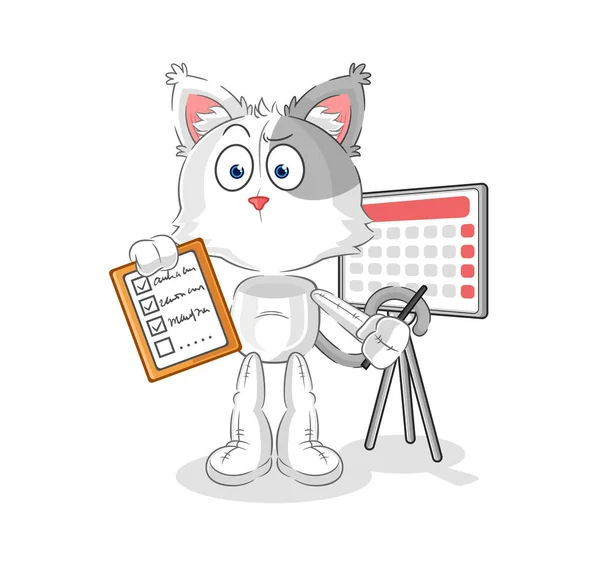 Cat Schedule List Vector Cartoon Characte — Stockvector