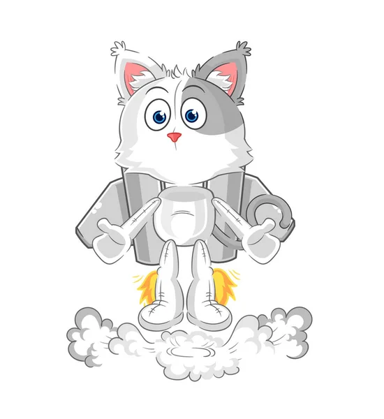 Cat Jetpack Mascot Cartoon Vecto — 图库矢量图片