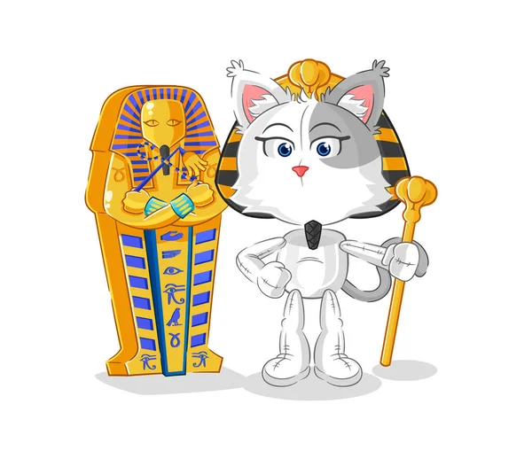 Кошка Древний Египетский Мультфильм Мультипликационный Талисман — стоковый вектор