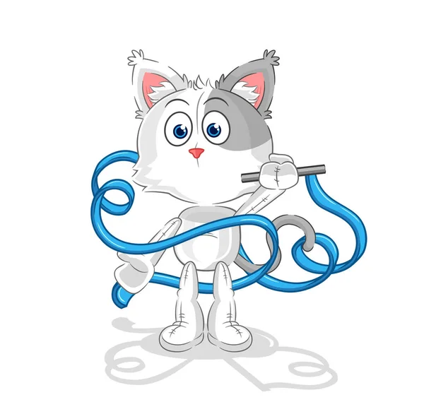 Cat Rhythmic Gymnastics Mascot Cartoon Vecto — Stock Vector