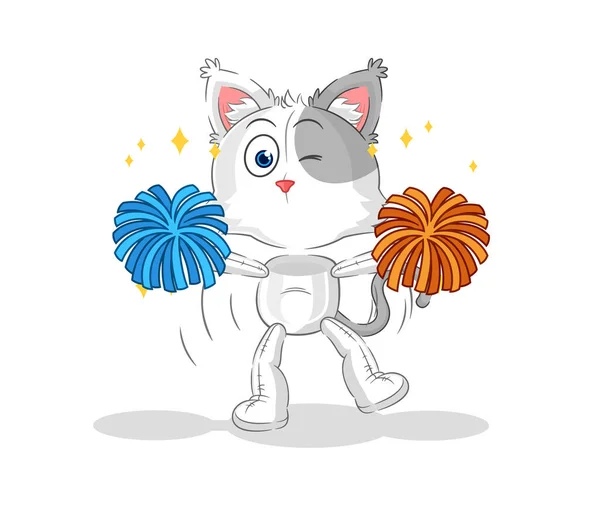 Cat Cheerleader Cartoon Cartoon Mascot Vecto — Stock Vector