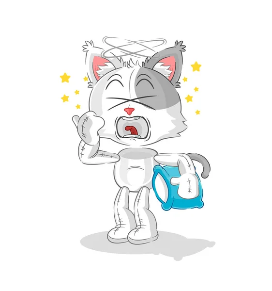 Cat Yawn Character Cartoon Mascot Vecto — Vetor de Stock