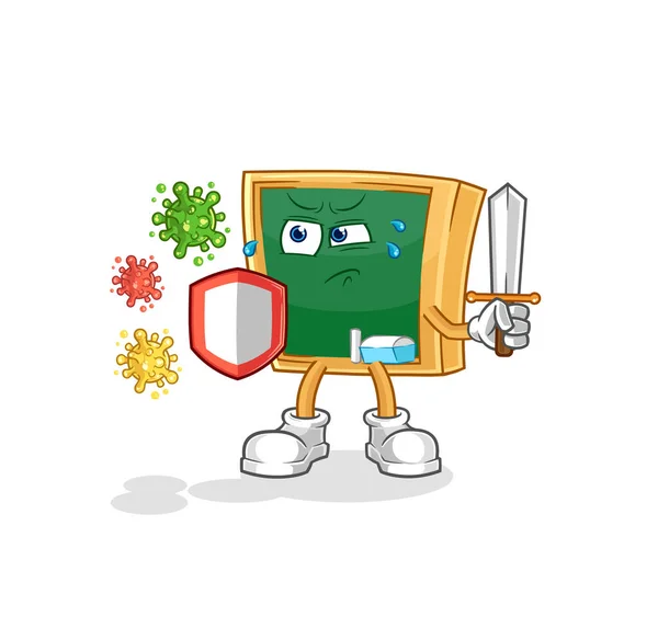 Blackboard Viruses Cartoon Cartoon Mascot Vecto — Stock vektor