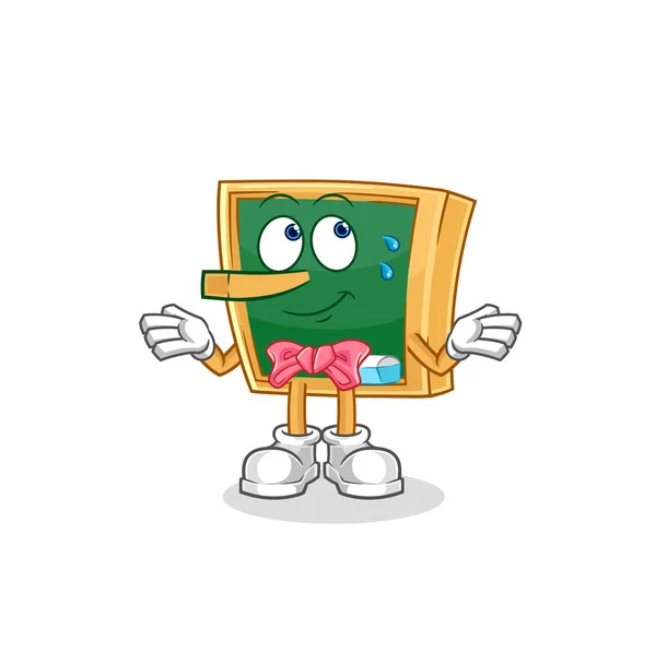 Blackboard Lie Pinocchio Character Cartoon Mascot Vecto — Wektor stockowy