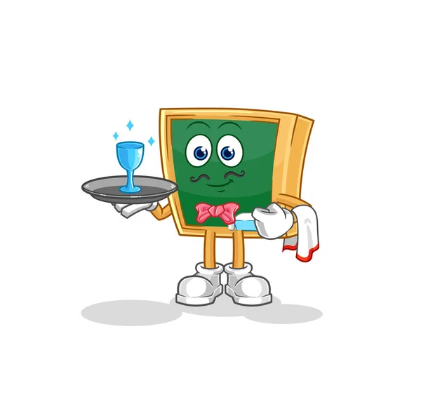 Blackboard Waiter Cartoon Cartoon Mascot Vecto — 图库矢量图片