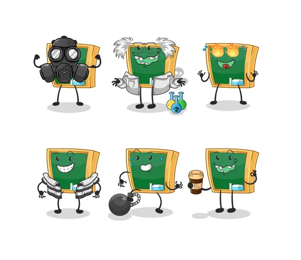 Blackboard Villain Group Character Cartoon Mascot Vecto — Stockvector