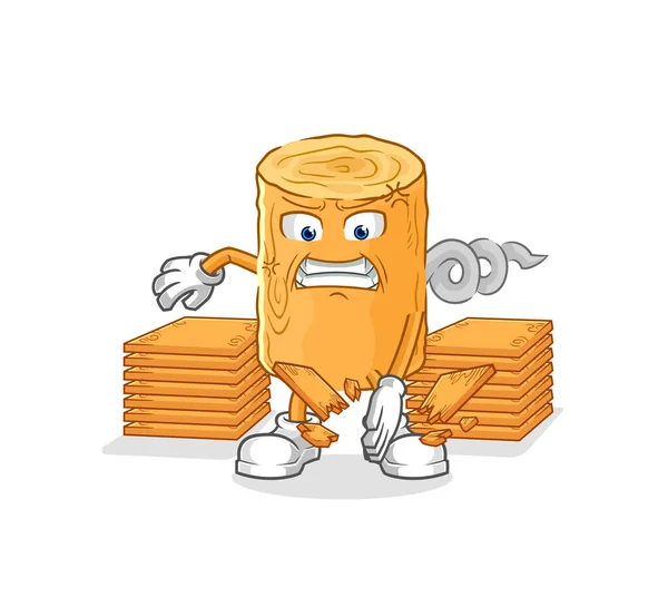 Wooden Corkscrew Karate Mascot Cartoon Vecto — 图库矢量图片