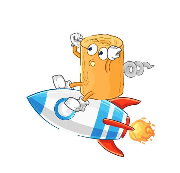 the wooden corkscrew ride a rocket cartoon mascot vecto