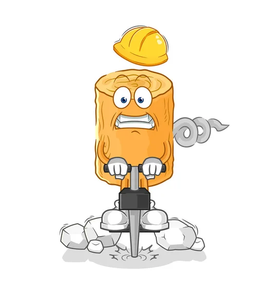 Wooden Corkscrew Drill Ground Cartoon Character Vecto — Stock Vector
