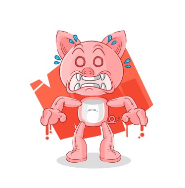 the pig monster vector. cartoon characte