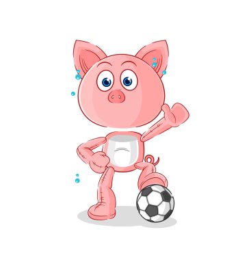 the pig playing soccer illustration. character vecto