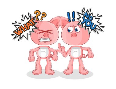 the pig arguing each other cartoon vecto