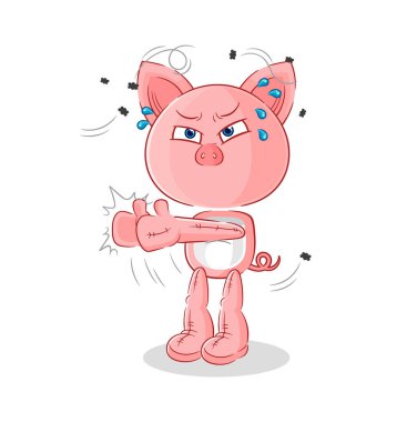 the pig swat fly character. cartoon mascot vecto