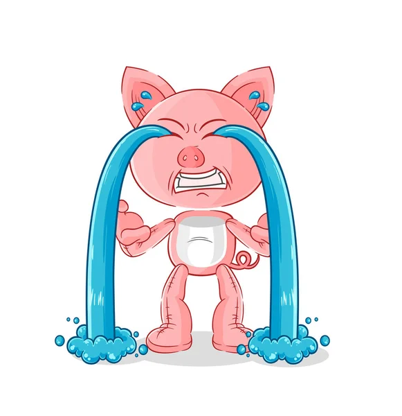 Pig Crying Illustration Character Vecto — Stock Vector
