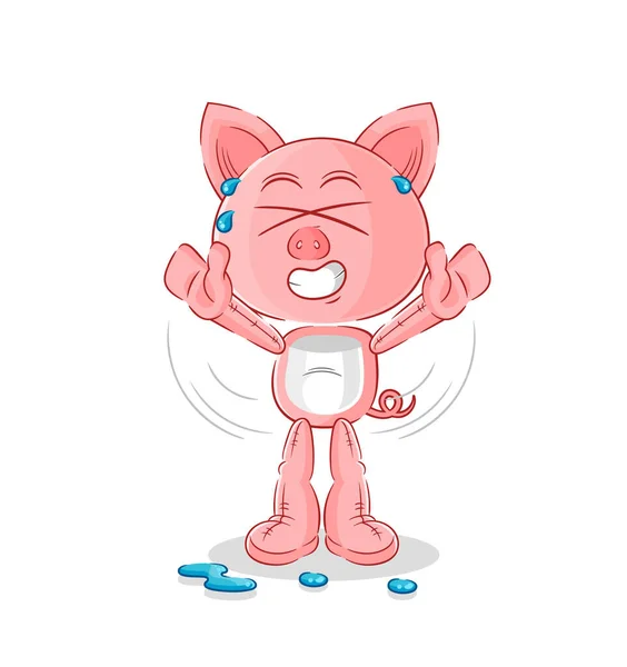 Pig Stretching Character Cartoon Mascot Vecto — Stock Vector