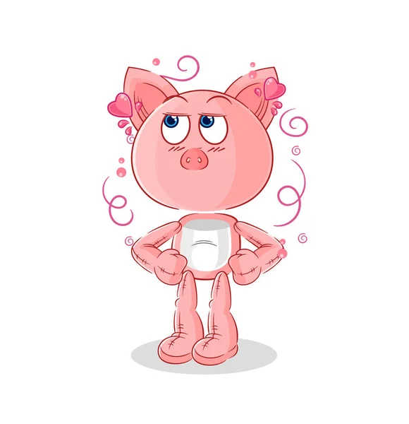 Pig Shy Vector Cartoon Characte — Stock Vector