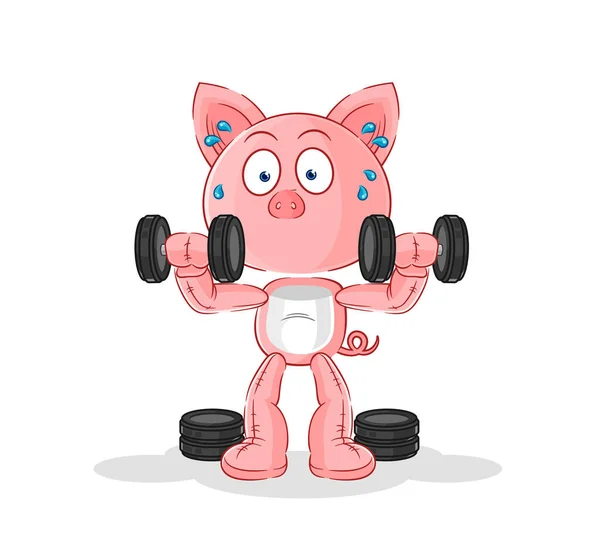 Pig Weight Training Illustration Character Vecto — Stock Vector