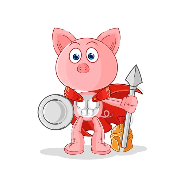 Pig Spartan Character Cartoon Mascot Vecto — Stock Vector