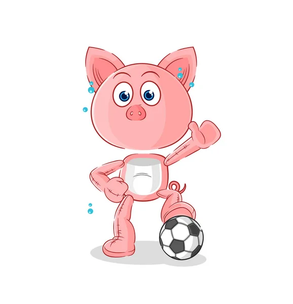 Pig Playing Soccer Illustration Character Vecto — Stock Vector