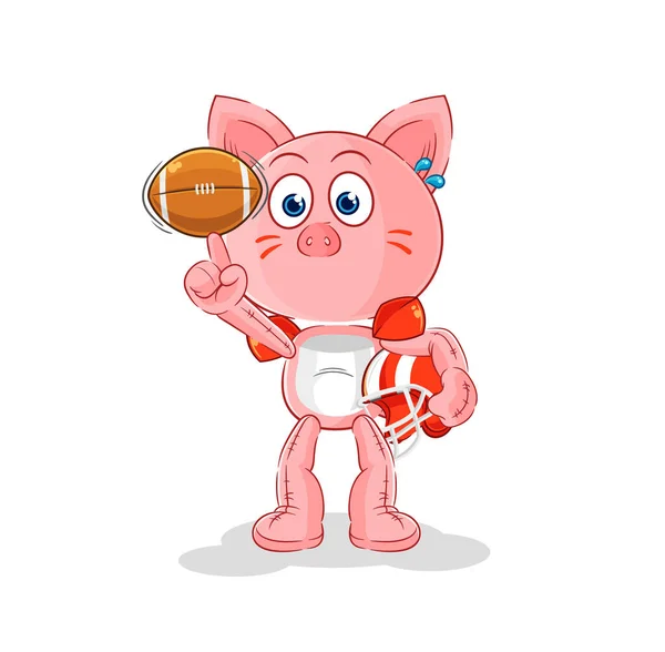 Pig Playing Rugby Character Cartoon Mascot Vecto — Stock Vector