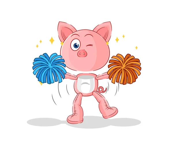 Pig Cheerleader Cartoon Cartoon Mascot Vecto — Stock Vector