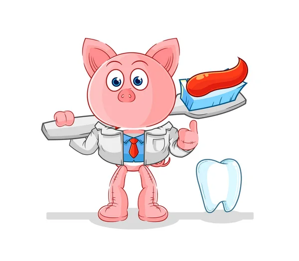 Pig Dentist Illustration Character Vecto — Image vectorielle