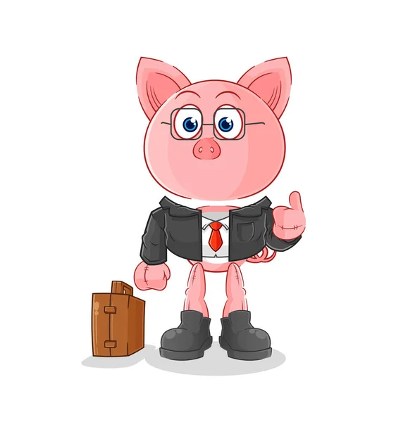 Pig Office Worker Mascot Cartoon Vecto — Stock Vector