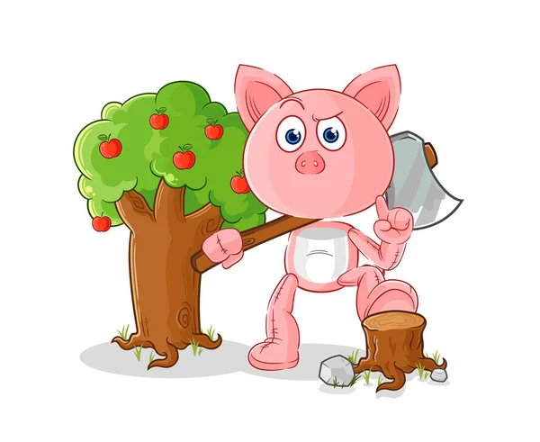 Pig Carpenter Illustration Character Vecto — Stock Vector