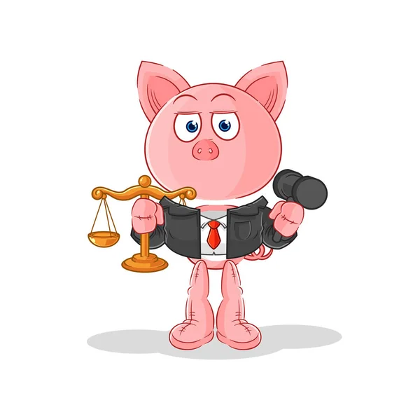 Pig Lawyer Cartoon Cartoon Mascot Vecto — Vettoriale Stock