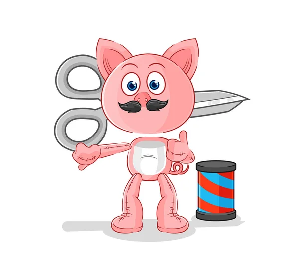 Pig Barber Cartoon Cartoon Mascot Vecto — Stock Vector