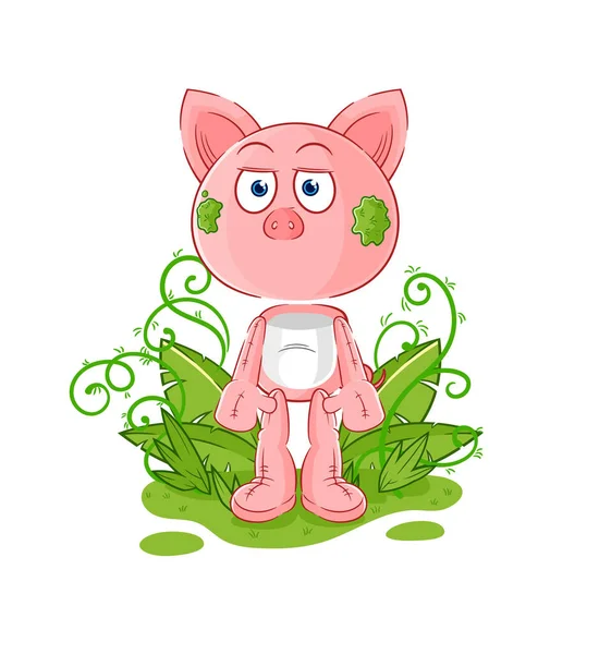 Pig Waiting Too Long Mascot Cartoon Vecto — Stock Vector