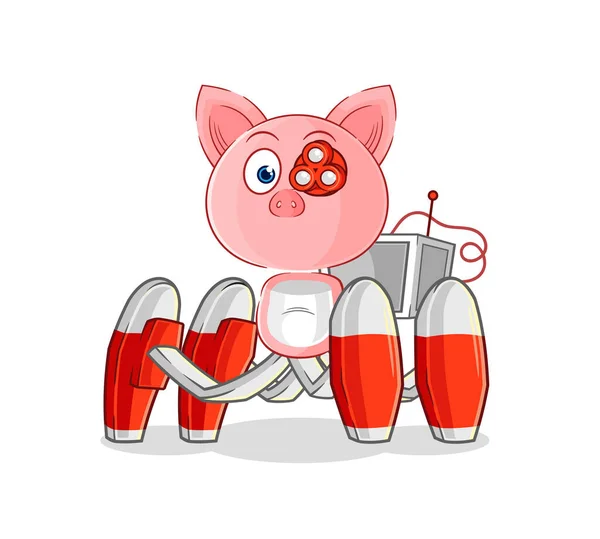 Pig Future Robot Vector Cartoon Characte — Stock Vector