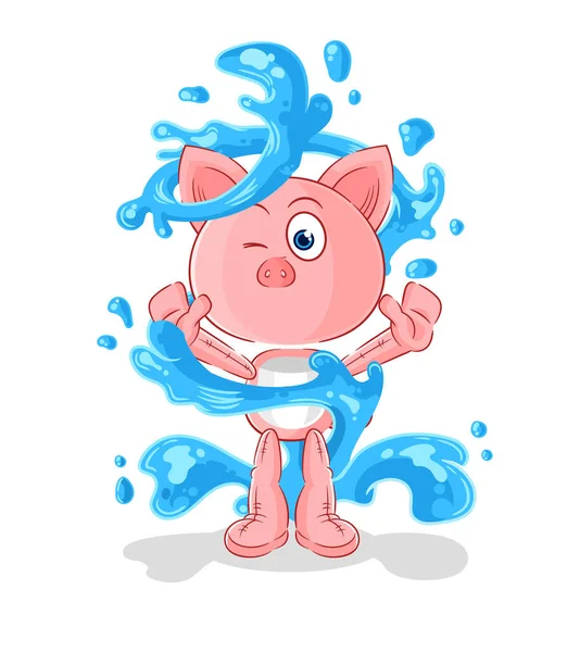 Pig Fresh Water Mascot Cartoon Vecto — Stock Vector