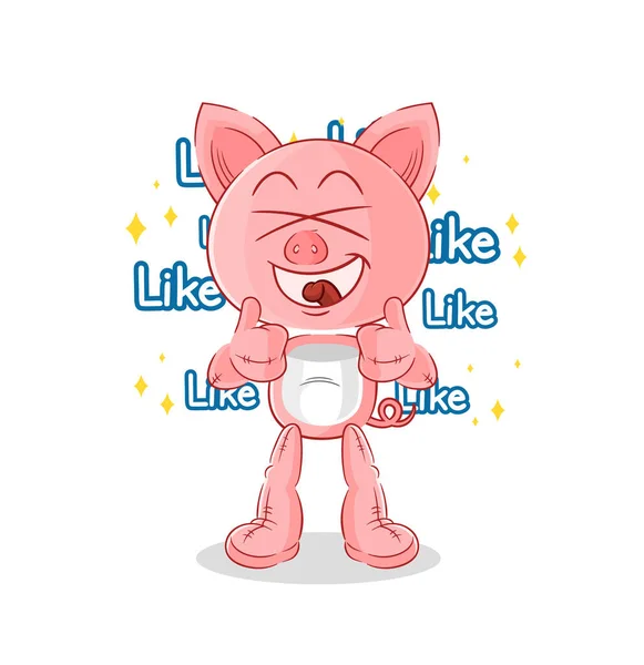 Pig Give Lots Likes Cartoon Vecto — ストックベクタ